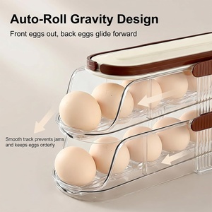 3-Tier Stackable Self-Rolling Durable Eco-Friendly <b>Portable</b> Food-Grade Plastic Egg Organizer for <b>Fridge</b> - Product Image 3