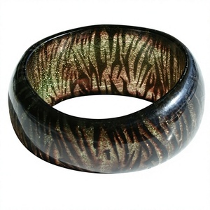 Bracelet classique en résine acrylique, motif zèbre, imprimé noir beige, design scintillant, bracelet unisexe tendance, cadeaux de fête pour femme - Product Image 3