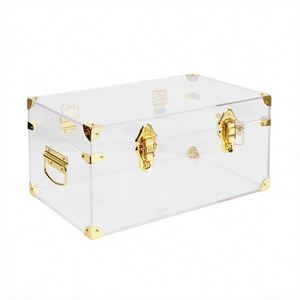 Industry Golden Supplier Eco-Friendly Rectangle Injection-Molded <b>Clear</b> Acrylic Trunk <b>Box</b> Storage Gold Metal Accessories Decor - Product Image 1