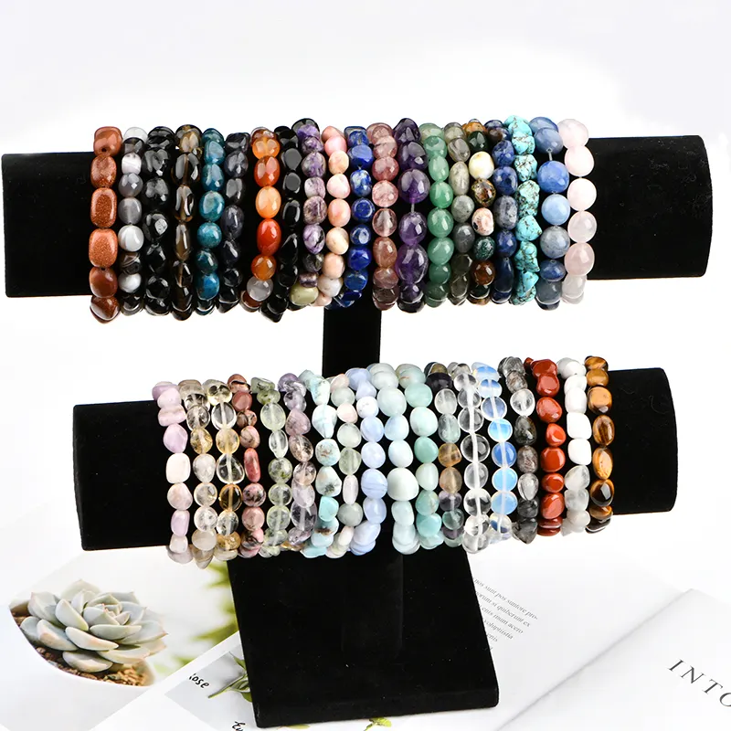 Custom Wholesale Hundreds Of Crystals Mix Order Fashion Gemstone Tumble Stone Bracelet Design