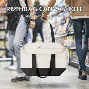 Sac fourre-tout promotionnel en toile de coton personnalisé avec logo, fermeture éclair, poche avant et soufflet de fond, sac de courses réutilisable - Product Image 3