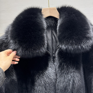 Cappotto da <span class=keywords><strong>Uomo</strong></span> in Vera Pelliccia di Volpe Argentata di Lusso Caldo <span class=keywords><strong>Invernale</strong></span> Design Personalizzato all'Ingrosso - Product Image 4