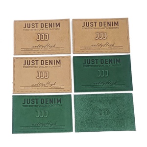 Custom Denim Leather Label Embossed Rectangle Patch for Garment Washable Laser Cut Edge - Product Image 1