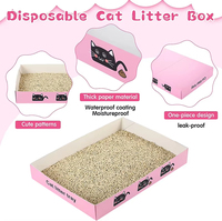 Bac à litière pliable en carton pour chat avec entrée basse pour petits animaux, utilisation portable en intérieur/extérieur