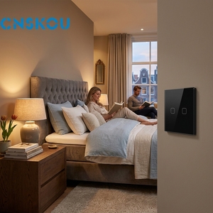 CNSKOU工厂新设计Aalexa Tuya 220v智能生活无线CE UKCA 1/2/3/4帮产品墙壁触摸WiFi智能灯开关 - Product Image 2