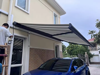 Auvent commercial motorisé rétractable en alliage d'aluminium, télécommande, protection solaire, imperméable, pliable, auvent de porte, projection de 6 m