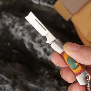 Mini Navaja Plegable EDC de Acero Inoxidable, Llavero con Navaja de Bolsillo Delgada para Mujer, Hoja de 2.5cm, Mango de Aleación de Aluminio y Madera, Promocional - Product Image 2