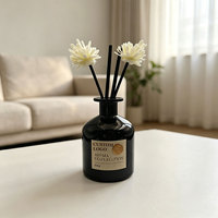 Diffuseur de parfum en verre noir avec fleur artificielle, logo personnalisé, vente en gros d'usine, pour la maison et l'hôtel, aromathérapie