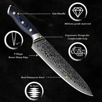 Couteaux de cuisine professionnels Grandsharp en acier Damas AUS10, ensemble de couteaux japonais, couteaux de chef, couteaux à désosser, couteaux de boucher, aiguiseur à couteaux