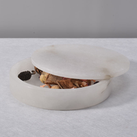 Pot de rangement rond en onyx blanc naturel pour le Ramadan, l'Aïd, le Majlis, la décoration arabe de la maison, le rangement d'oud et de bakhoor
