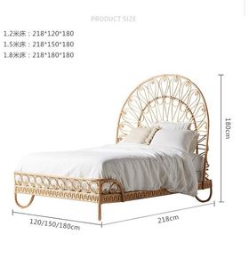 <span class=keywords><strong>Lit</strong></span> double en rotin naturel, mobilier d'art en rotin, style simple et moderne, créatif, pour chambre à coucher, maison d'hôtes, hôtel, taverne - Product Image 6