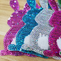 Patchs thermocollants en gros pour enfants, motif lapin brodé avec paillettes et sequins, pour vêtements et chapeaux