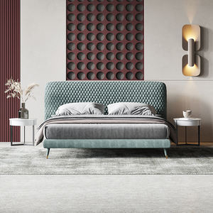 Lujo moderno <span class=keywords><strong>Italia</strong></span> nueva cama de terciopelo personalizada Reyes queen size marco camas para muebles de dormitorio fabricante diseño casa Villa China - Product Image 4