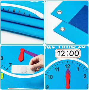 Anging on the Wall-<span class=keywords><strong>Reloj</strong></span> de aprendizaje para niños, juguetes de fieltro para contar historias, tablero ocupado, kit de juego para preescolar - Product Image 5