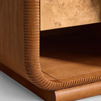 Table de chevet moderne de luxe en bois de palissandre à 2 tiroirs, table de chevet cannelée avec plateau en marbre et étagère ouverte, pour villa et hôtel, OEM/ODM