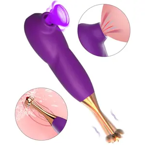 2 en 1 Vibrateur de succion à choc fort et point G Vibrateur de mamelon féminin Vibration orgasmique rapide Stick de massage Pen Vibrator