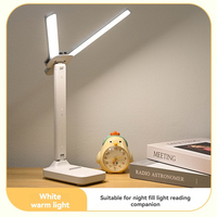 Lampe tactile LED pliable à double tête, lampe de bureau rechargeable, 2 modes : lampe de lecture et veilleuse pour étudiants en dortoir