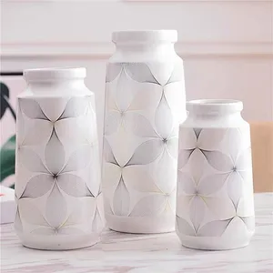 Ideal atacado presentes de casamento de decoração para casa vaso de cerâmica branca vaso de flor decorativa