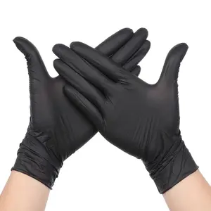 Usine de haute qualité sans poudre de qualité industrielle sans latex noir Handschuhe aus Nitrile
