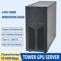 Châssis de serveur tour HY A47, prise en charge de 4 GPU, disque dur 3,5 pouces à échange à chaud à 10 baies, compatible carte mère ATX, alimentation redondante pour l'informatique IA