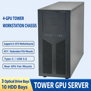 แชสซีเซิร์ฟเวอร์ HY A47 Tower, รองรับ GPU 4 ตัว, ฮาร์ดดิสก์แบบ Hot-Swap ขนาด 3.5 นิ้ว 10 ช่อง, รองรับเมนบอร์ด ATX, พาวเวอร์ซัพพลายสำรองสำหรับการประมวลผล AI - Product Image 4