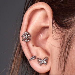 Pendiente de Titanio ASTM F136 con Circonita Cúbica 16G para Labret, <span class=keywords><strong>Tragus</strong></span>, Concha, Hélix, Cartílago, Lóbulo de la <span class=keywords><strong>Oreja</strong></span>, Joyería de Moda - Product Image 4