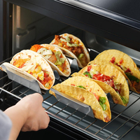 Spülmaschinen fest Edelstahl Stapelbarer Taco Rack 2/3-Schlitz-Taco-Halter mit integrierten Saucen bechern Mexikanischer Pfannkuchenst änder