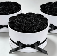 17 Zwarte Eeuwig Houdende Rozen in Ronde Luxe Suède Doos - Cadeau voor Verjaardag, Moederdag, Valentijnsdag, Jubileum