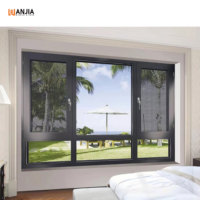 Ventana de Aluminio con Malla de Acero Inoxidable de Tamaño Personalizado, Ventana Abatible Exterior, Ventana Abatible de Aluminio Minimalista Negra