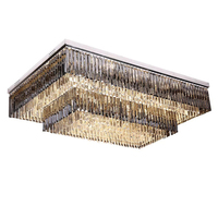 Lustre de plafond LED en cristal K9 à 3 niveaux, montage encastré, avec interrupteur, lampe de plafond industrielle