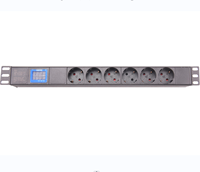 Unités de distribution d'alimentation 19 pouces, type Schuko allemand, PDU 6 prises, compteur V/A, certifié CE, alliage d'aluminium, laiton intégral