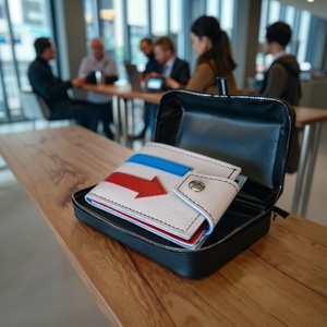 Cartera Corta de Cuero Genuino para Hombre con Protección RFID, Monedero con Cremallera, Forro de Poliéster, Cierre Abierto, Portátil, para Reuniones - Product Image 3