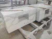 Finition brillante en marbre artificiel blanc préfabriqué Cararra pour îlot de cuisine, bar, salle à manger, chambre, jardin extérieur