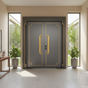 Vente directe d'usine Porte de sécurité principale commerciale en aluminium coulé sculpté postmoderne avec prévention incendie pour supermarché Ferme - Product Image 2