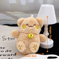 Porte-clés en peluche doux 3D en forme de chat porte-bonheur mignon, écologique, avec lumière et clochette, style célébrité internet