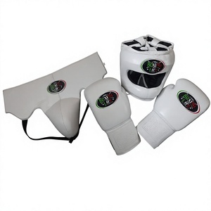 Ensemble de gants et protège-tête de boxe personnalisés « No Boxing No Life » en cuir véritable blanc, à lacets, pour entraînement complet des doigts, pour adultes, avec protège-glandes - Product Image 3
