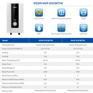 Chauffe-eau électrique instantané sans réservoir 220 V, meilleur prix, best-sellers, fournisseur d'or en Indonésie, pour salle de bain et cuisine scolaire - Product Image 2