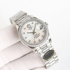 Reloj Drioshipping para mujer, esfera morada, 36MM, banda de acero inoxidable 904L con diamantes, reloj mecánico con LOGO personalizable, regalo ideal - Product Image 5