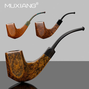 Muxiang Handcrafted Briarwood Smoking Pipe Bent Type With Vulcanized Rubber Mouthpiece Tobacco Pipe - Product Image 1