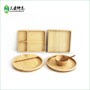 Plateau de service en bambou Sanxing, carré ou rond, avec compartiments, pour dîner, fruits, usage hôtelier - Product Image 1