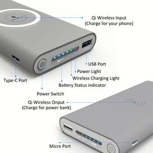 พาวเวอร์แบงค์แบบพกพาดีไซน์ใหม่ รองรับโลโก้ ชาร์จไร้สายสำหรับสมาร์ทโฟน - Product Image 3