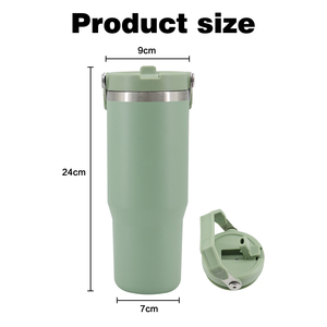 Canecas de viagem isoladas Tumbler Caneca com alça superior tampas à prova de vazamento Flip Straw <span class=keywords><strong>Lid</strong></span> Cup Aço Inoxidável Logotipo Personalizado 30 Oz Preto - Product Image 5