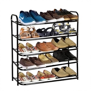 Five Tier Metal <b>Shoe</b> Rack <b>Storage</b> Holder Standing Type Modern Design Non-Foldable for <b>Wardrobe</b> Use - Product Image 1