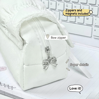 Trousse à crayons transparente grande capacité noire et blanche à motif étoile, mignonne, avec fermeture éclair, pour étudiants, rangement de papeterie, logo personnalisé, à pois