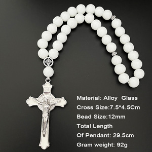 Dreamwork rosários crucifixo para carros, acessórios para carro, liga glazed, colar, pingente cruz de jesus, colares de joias religiosos - Product Image 5
