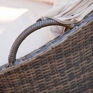 เฟอร์นิเจอร์หวายกลางแจ้งพร้อมเบาะรองนั่งทรงกลมใช้ทั่วไปเตียงอาบแดด - Product Image 6