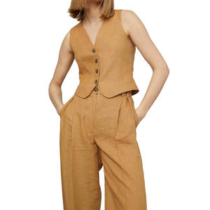 Conjuntos de chaleco de lino para mujer, moda de verano personalizada, traje elegante informal, Tops para mujer - Product Image 1