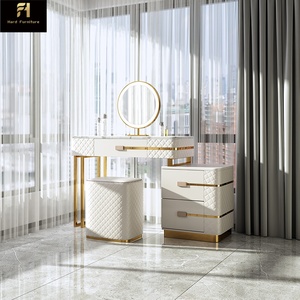 Tocador Italiano <span class=keywords><strong>de</strong></span> Lujo con <span class=keywords><strong>Espejo</strong></span> LED, Tocador <span class=keywords><strong>de</strong></span> Madera Blanco con Silla y Cajones para Dormitorio - Product Image 4