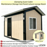 Cabane préfabriquée modulaire avec revêtement en bois grainé, maison d'hôtes de glamping et abri de stockage pour parc forestier, hébergement de camping