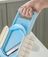 2-in-1 Handmatige Mandoline Groentesnijder 1,7 mm 2,5 mm Julienne-messen Gepatenteerde Veiligheidsbescherming Plastic Vaatwasmachinebestendig Moeiteloos
